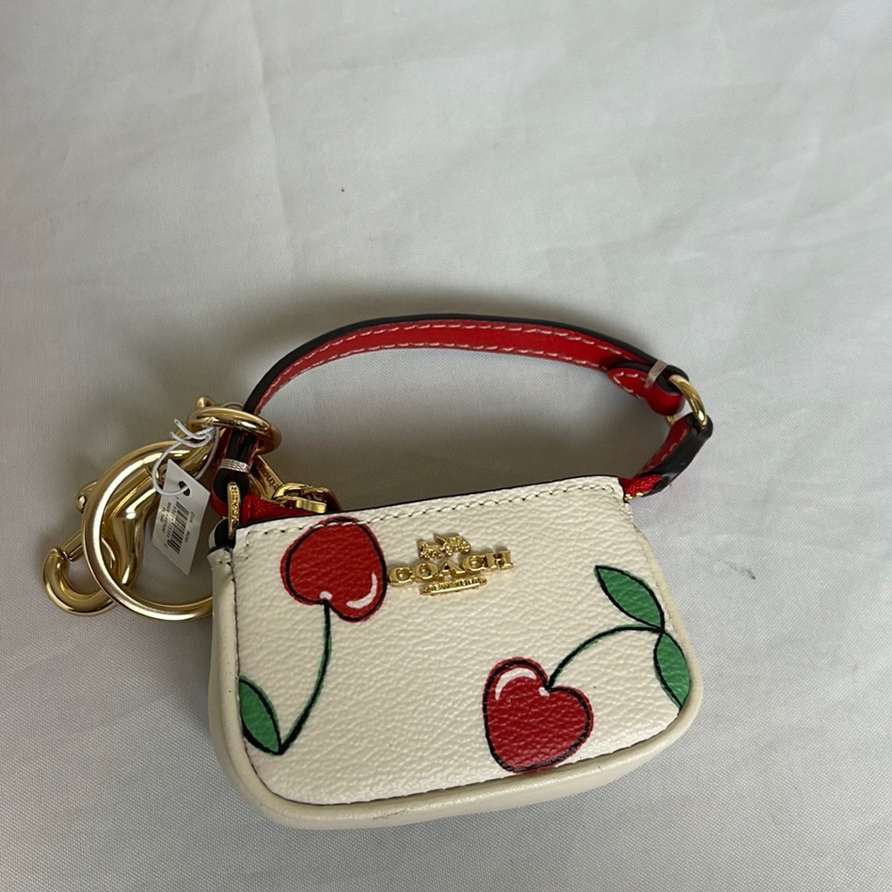 Coach Cherry Heart Mini Nolita Bag Charm Key Chain NWT